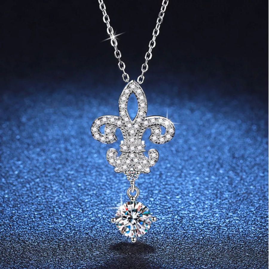1 Carat Moissanite 925 Sterling Silver Iris Pendant Necklace Silver / onesize Apparel and Accessories