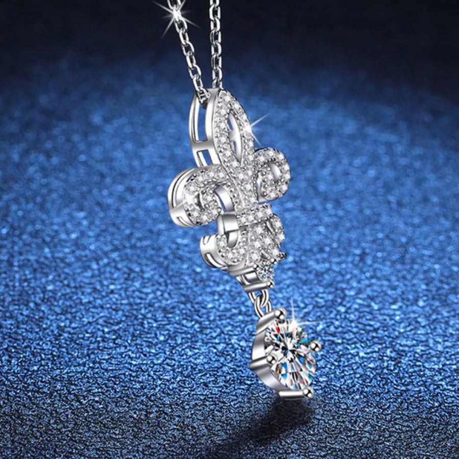1 Carat Moissanite 925 Sterling Silver Iris Pendant Necklace Silver / onesize Apparel and Accessories
