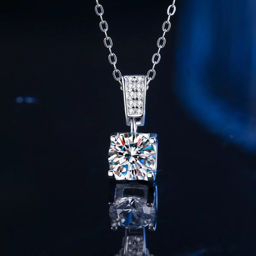 1 Carat Moissanite 925 Sterling Silver Necklace Silver / One Size Apparel and Accessories