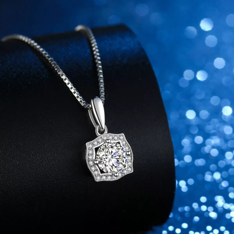 1 Carat Moissanite 925 Sterling Silver Necklace Silver / One Size Apparel and Accessories