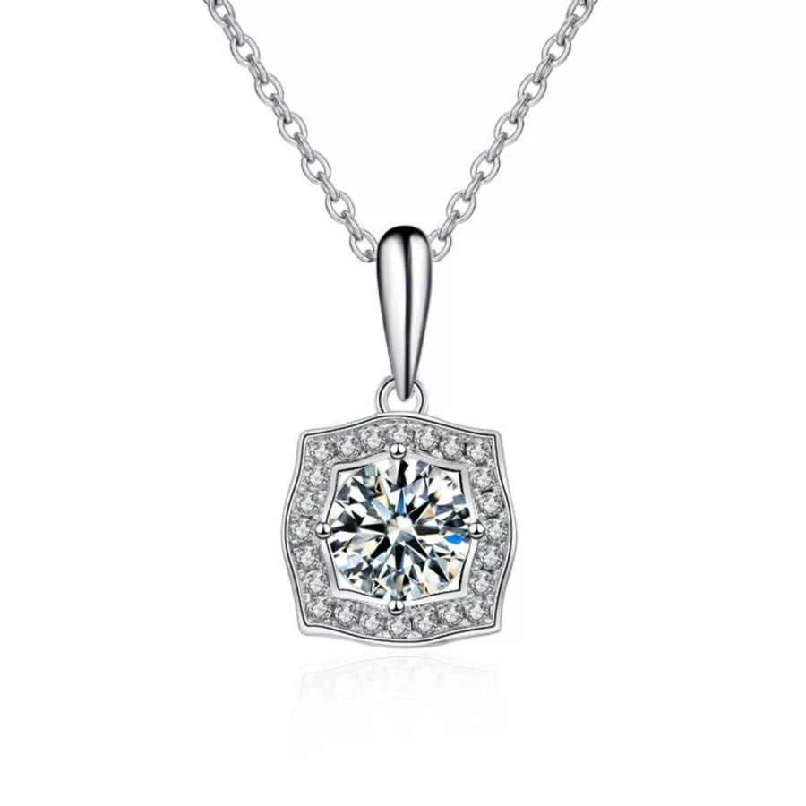 1 Carat Moissanite 925 Sterling Silver Necklace Silver / One Size Apparel and Accessories
