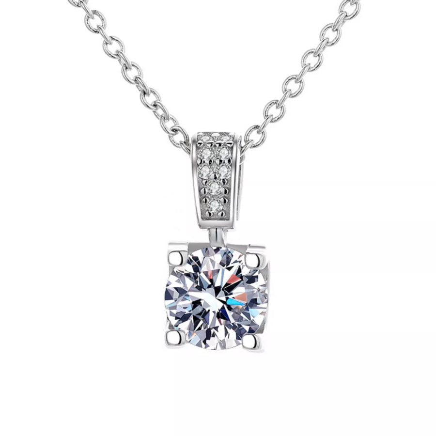 1 Carat Moissanite 925 Sterling Silver Necklace Silver / One Size Apparel and Accessories