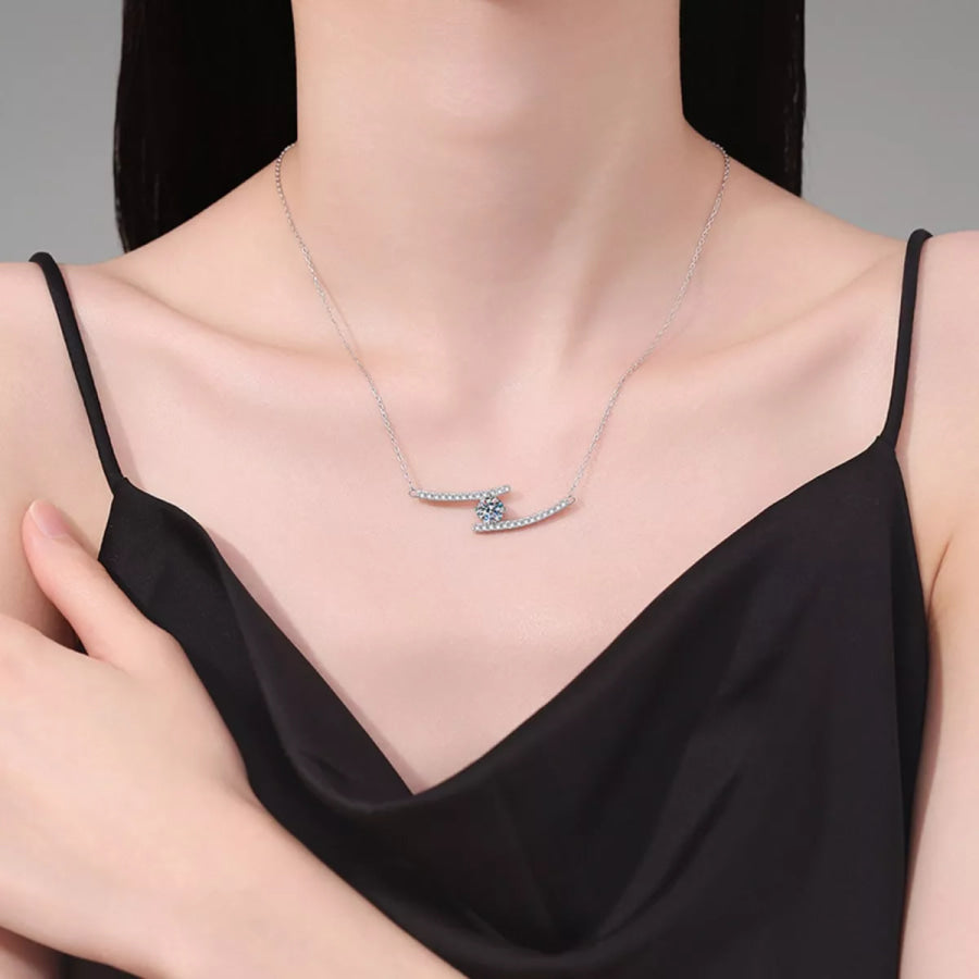 1 Carat Moissanite 925 Sterling Silver Necklace Silver / One Size Apparel and Accessories