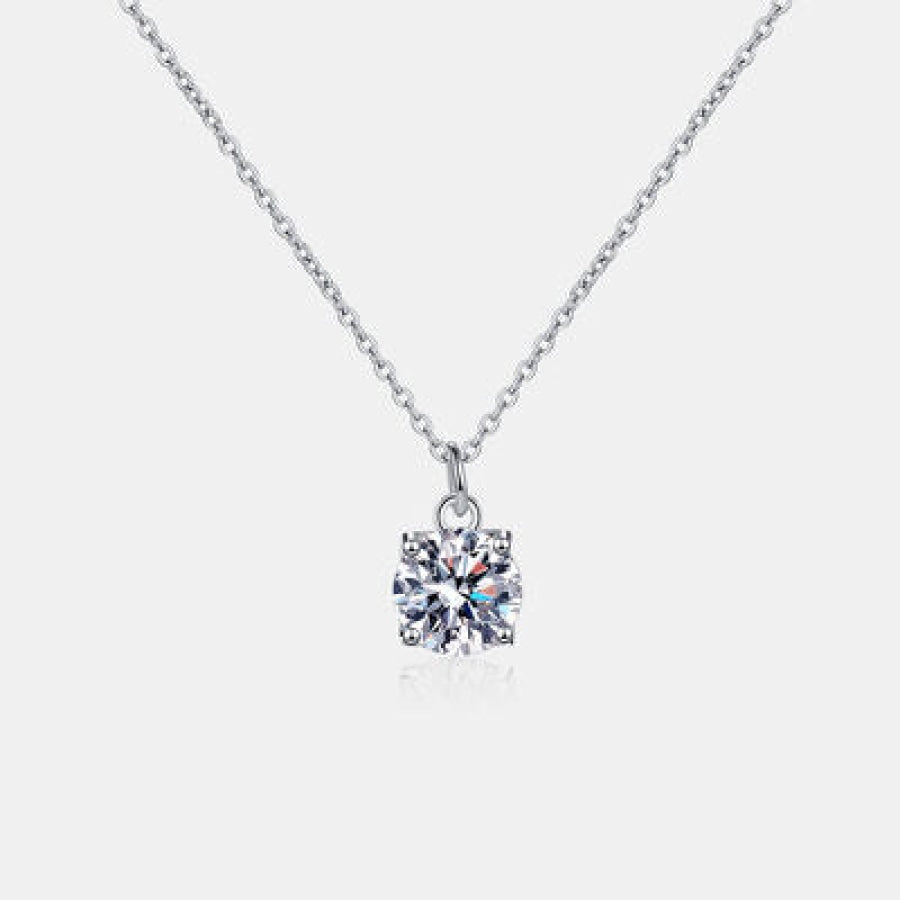 1 Carat Moissanite 925 Sterling Silver Necklace Silver / One Size Apparel and Accessories