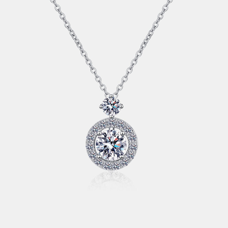 1 Carat Moissanite 925 Sterling Silver Necklace Silver / One Size Apparel and Accessories