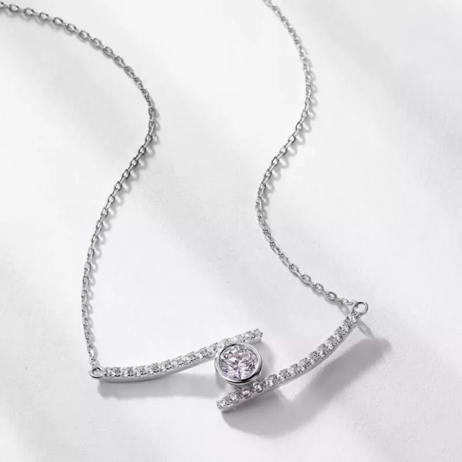 1 Carat Moissanite 925 Sterling Silver Necklace Silver / One Size Apparel and Accessories