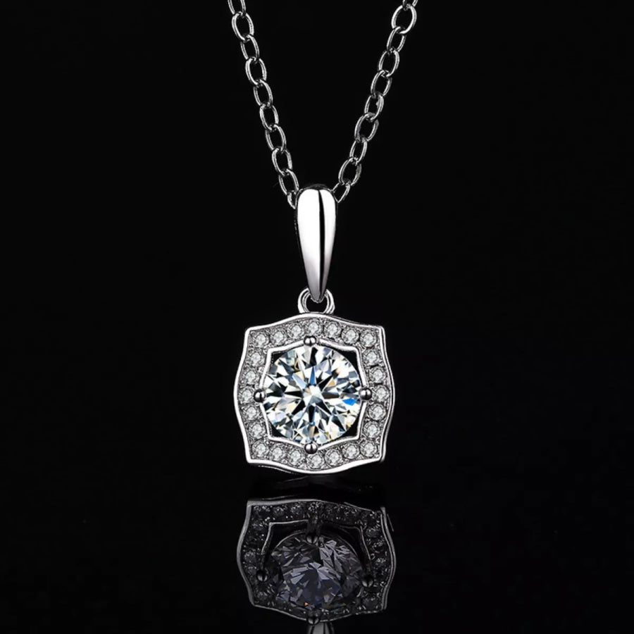 1 Carat Moissanite 925 Sterling Silver Necklace Silver / One Size Apparel and Accessories