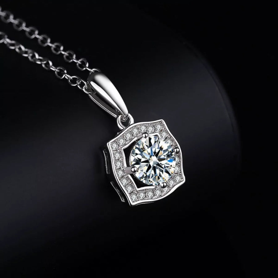 1 Carat Moissanite 925 Sterling Silver Necklace Silver / One Size Apparel and Accessories