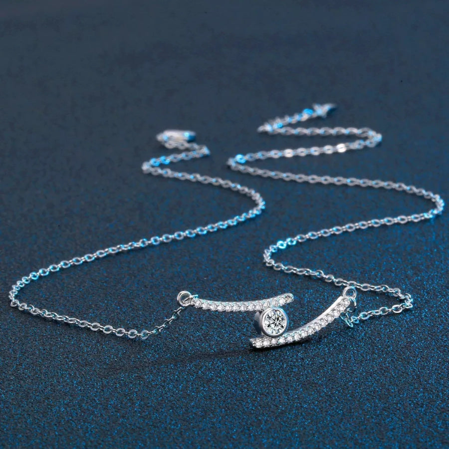 1 Carat Moissanite 925 Sterling Silver Necklace Silver / One Size Apparel and Accessories