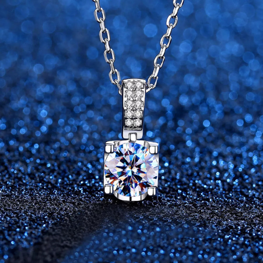 1 Carat Moissanite 925 Sterling Silver Necklace Silver / One Size Apparel and Accessories