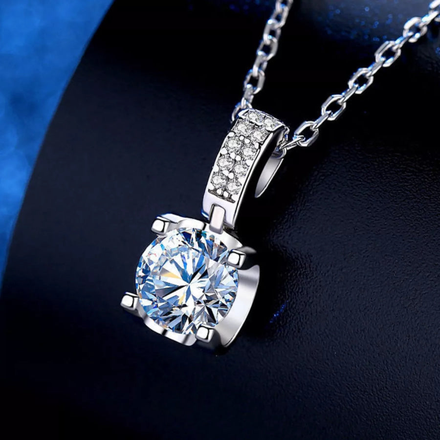 1 Carat Moissanite 925 Sterling Silver Necklace Silver / One Size Apparel and Accessories