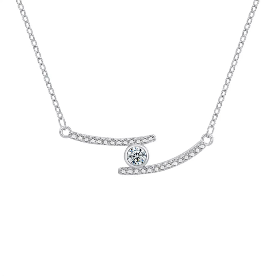 1 Carat Moissanite 925 Sterling Silver Necklace Silver / One Size Apparel and Accessories