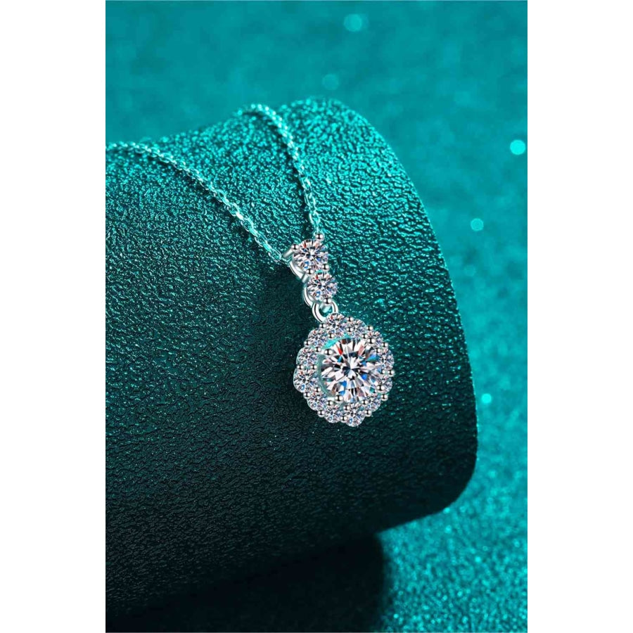 1 Carat Moissanite 925 Sterling Silver Necklace Silver / One Size Clothing
