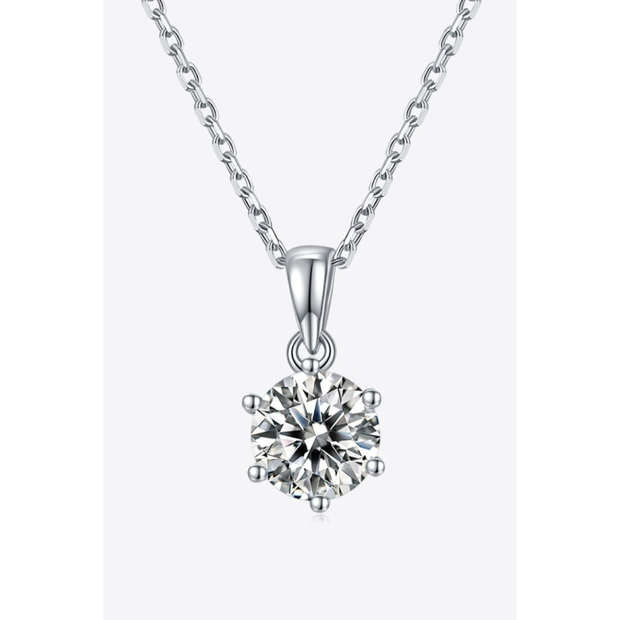 1 Carat Moissanite 925 Sterling Silver Necklace Silver / One Size