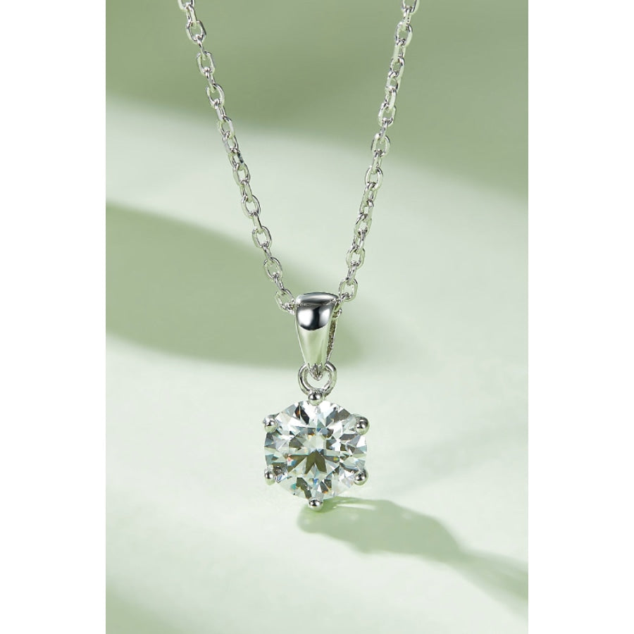 1 Carat Moissanite 925 Sterling Silver Necklace Silver / One Size