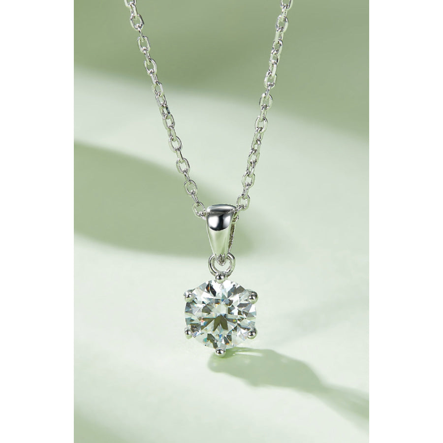 1 Carat Moissanite 925 Sterling Silver Necklace Silver / One Size