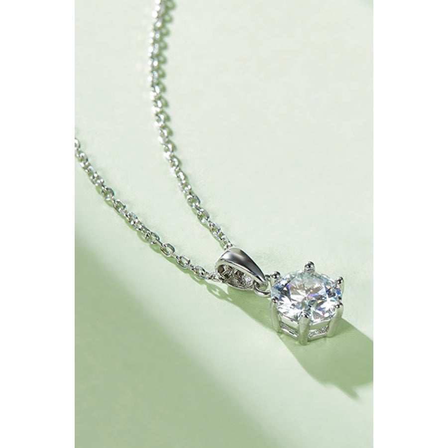 1 Carat Moissanite 925 Sterling Silver Necklace Silver / One Size