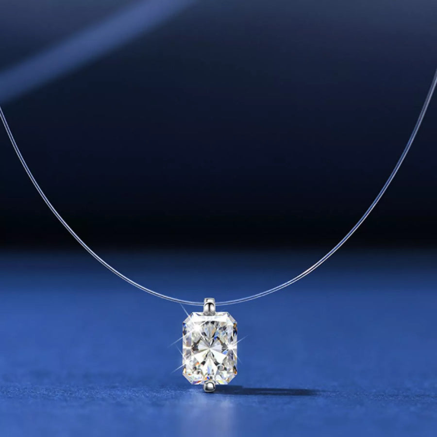 1 Carat Moissanite 925 Sterling Silver Necklace Silver / onesize Apparel and Accessories
