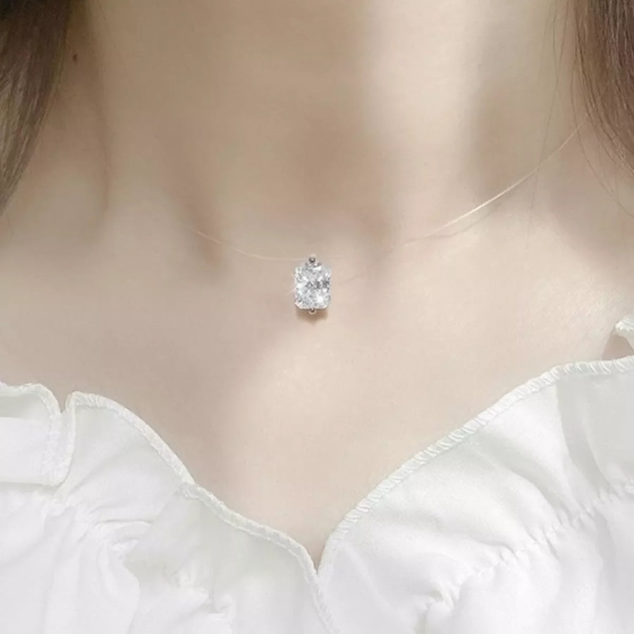 1 Carat Moissanite 925 Sterling Silver Necklace Silver / onesize Apparel and Accessories