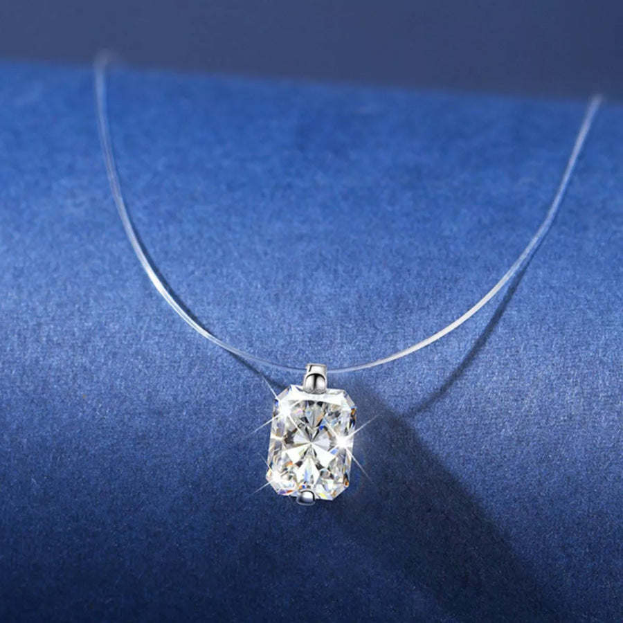 1 Carat Moissanite 925 Sterling Silver Necklace Silver / onesize Apparel and Accessories