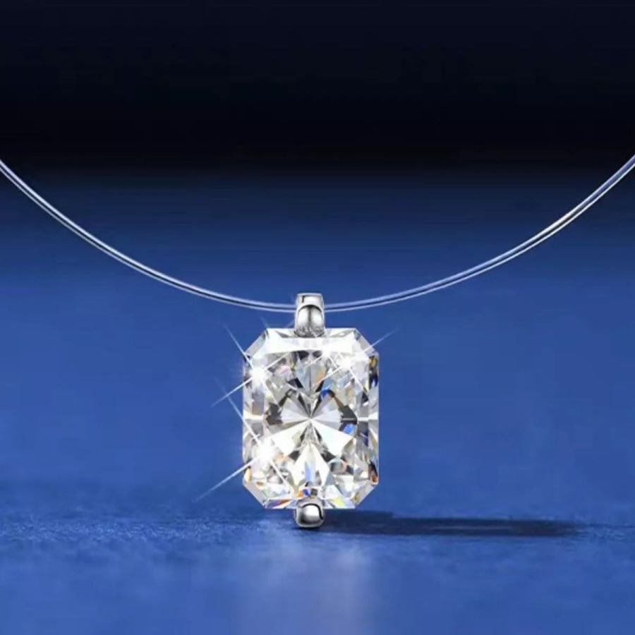 1 Carat Moissanite 925 Sterling Silver Necklace Silver / onesize Apparel and Accessories