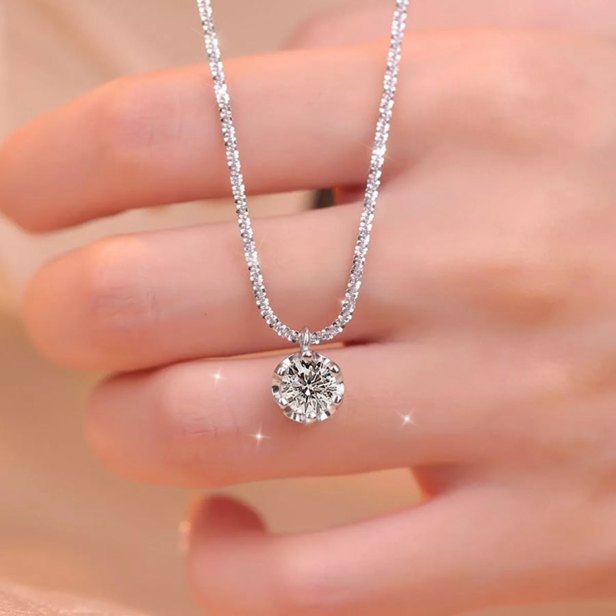 1 Carat Moissanite 925 Sterling Silver Necklace Silver / onesize Apparel and Accessories