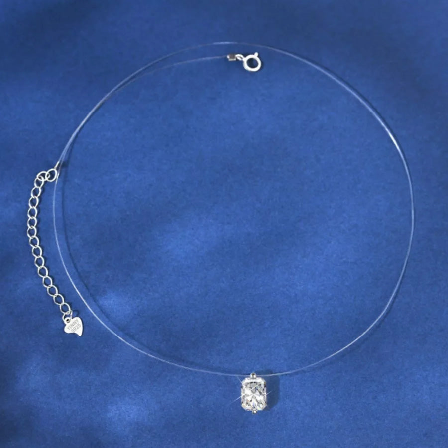 1 Carat Moissanite 925 Sterling Silver Necklace Silver / onesize Apparel and Accessories
