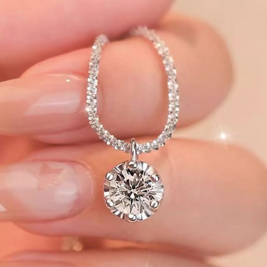 1 Carat Moissanite 925 Sterling Silver Necklace Silver / onesize Apparel and Accessories