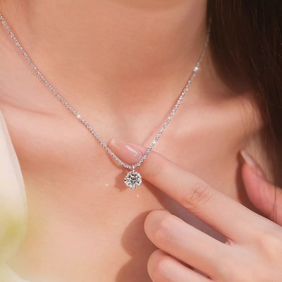 1 Carat Moissanite 925 Sterling Silver Necklace Silver / onesize Apparel and Accessories