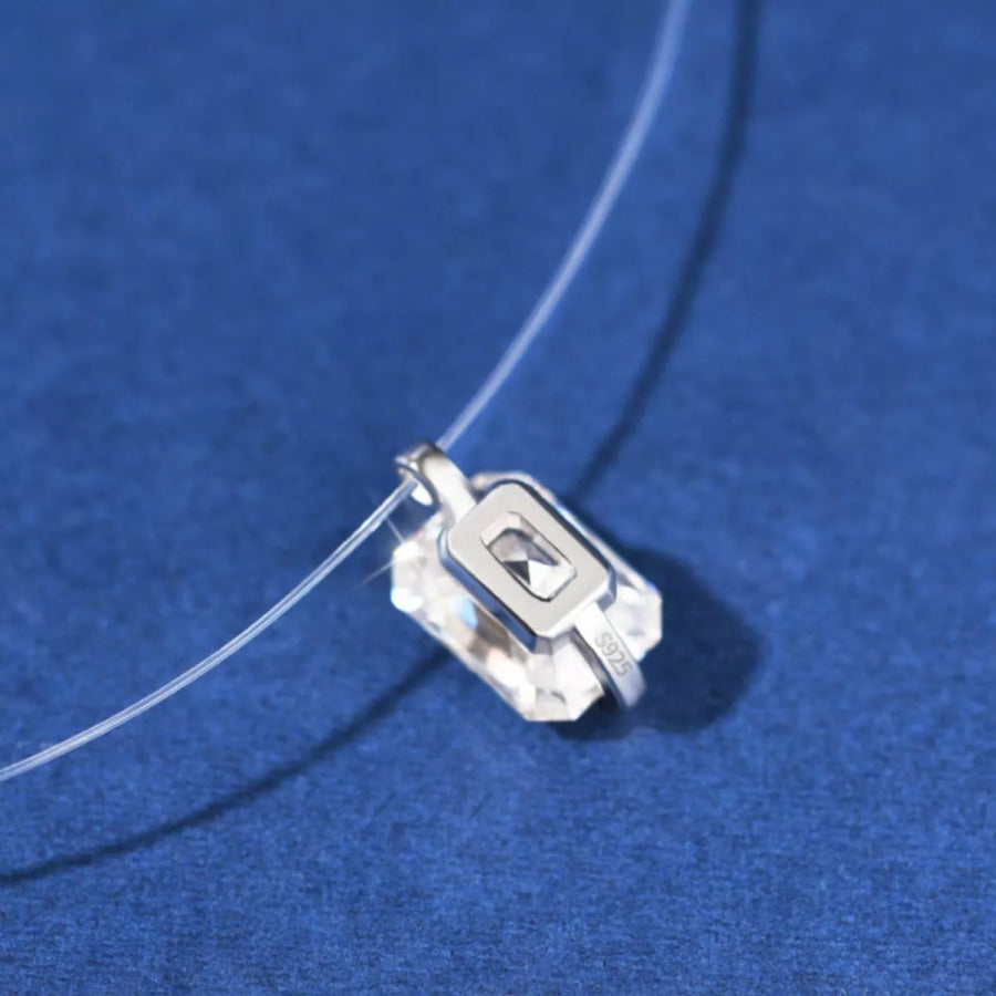 1 Carat Moissanite 925 Sterling Silver Necklace Silver / onesize Apparel and Accessories