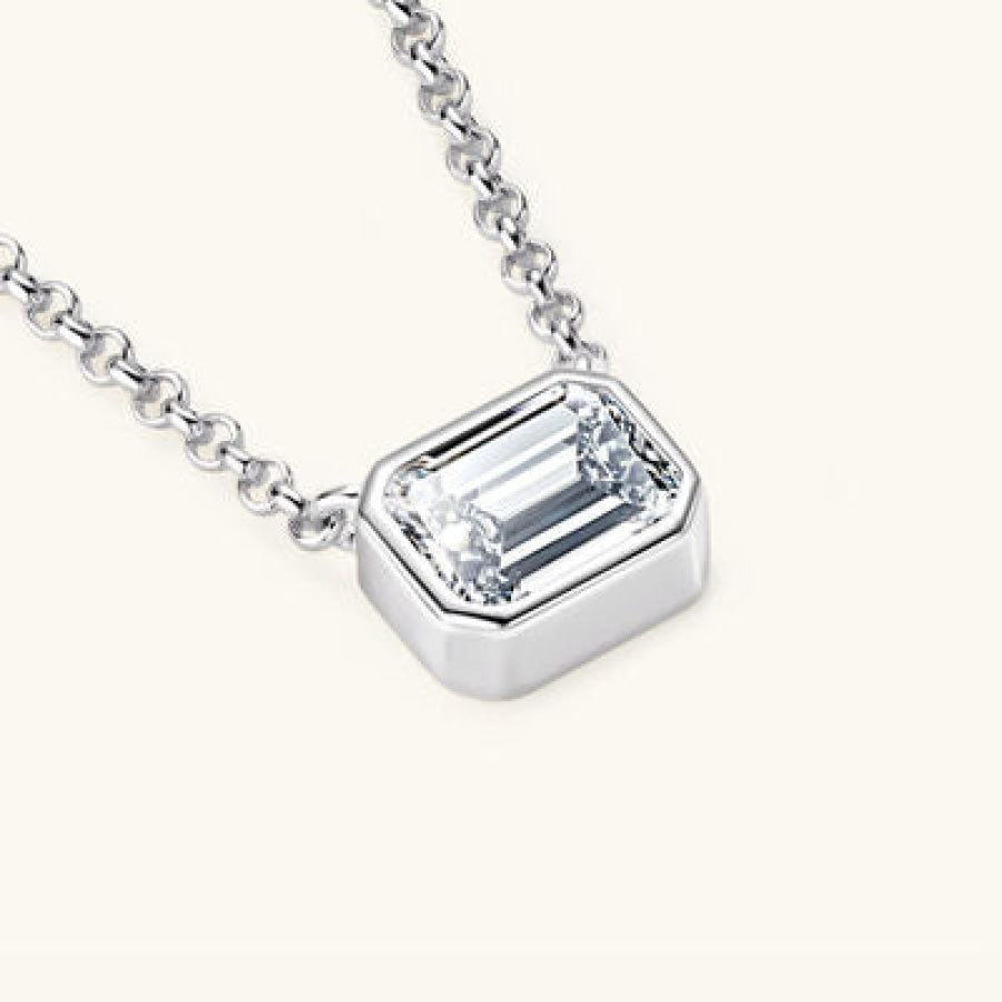 1 Carat Moissanite 925 Sterling Silver Pendant Necklace Apparel and Accessories