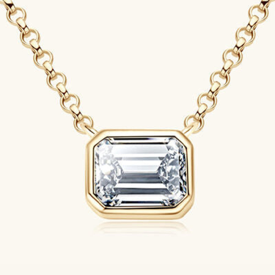 1 Carat Moissanite 925 Sterling Silver Pendant Necklace Gold / One Size Apparel and Accessories