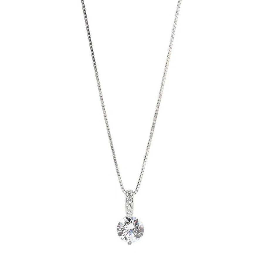 1 Carat Moissanite 925 Sterling Silver Pendant Necklace Silver / One Size Apparel and Accessories
