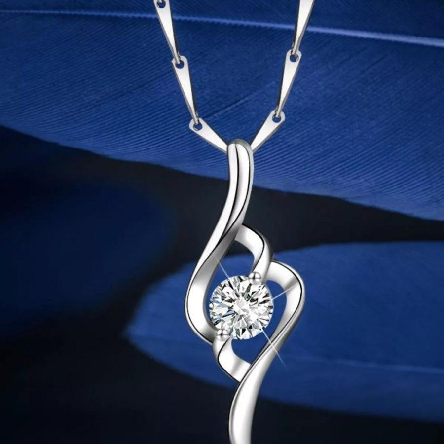 1 Carat Moissanite 925 Sterling Silver Pendant Necklace Silver / One Size Apparel and Accessories