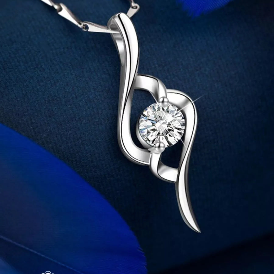 1 Carat Moissanite 925 Sterling Silver Pendant Necklace Silver / One Size Apparel and Accessories