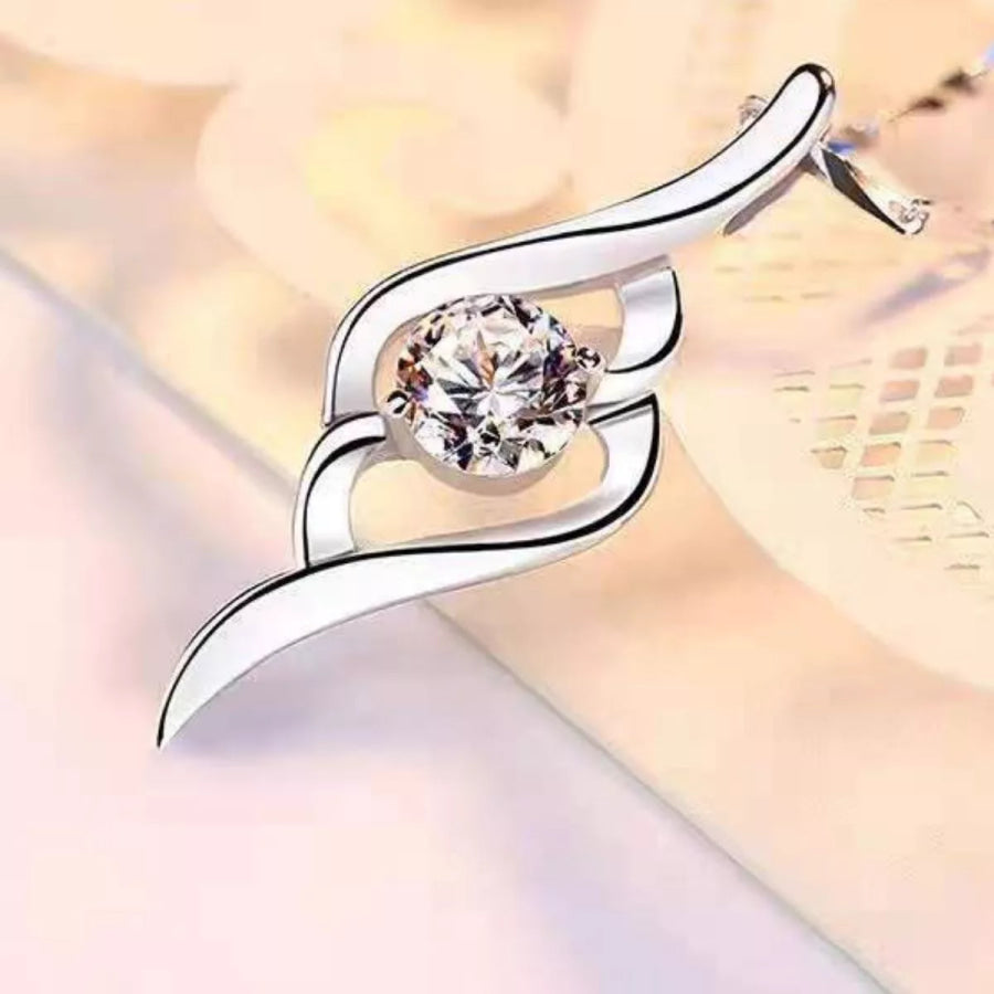 1 Carat Moissanite 925 Sterling Silver Pendant Necklace Silver / One Size Apparel and Accessories