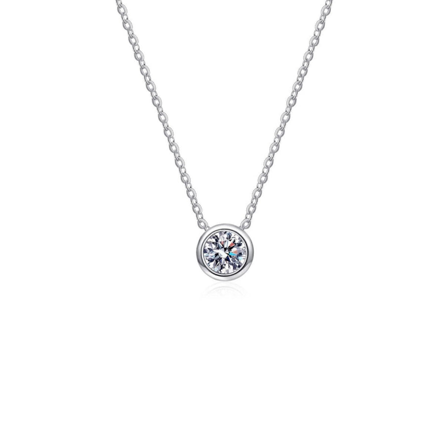 1 Carat Moissanite 925 Sterling Silver Pendant Necklace Silver / One Size Apparel and Accessories