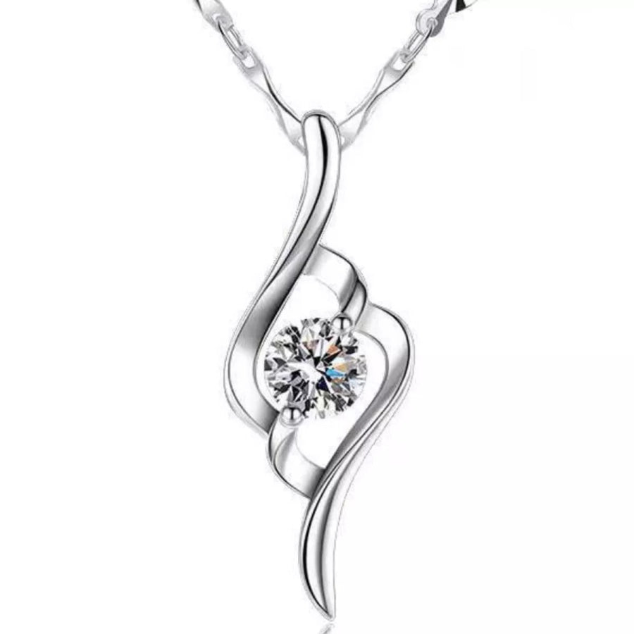 1 Carat Moissanite 925 Sterling Silver Pendant Necklace Silver / One Size Apparel and Accessories