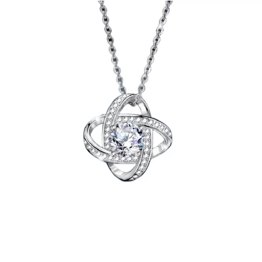 1 Carat Moissanite 925 Sterling Silver Pendant Necklace Silver / One Size Apparel and Accessories