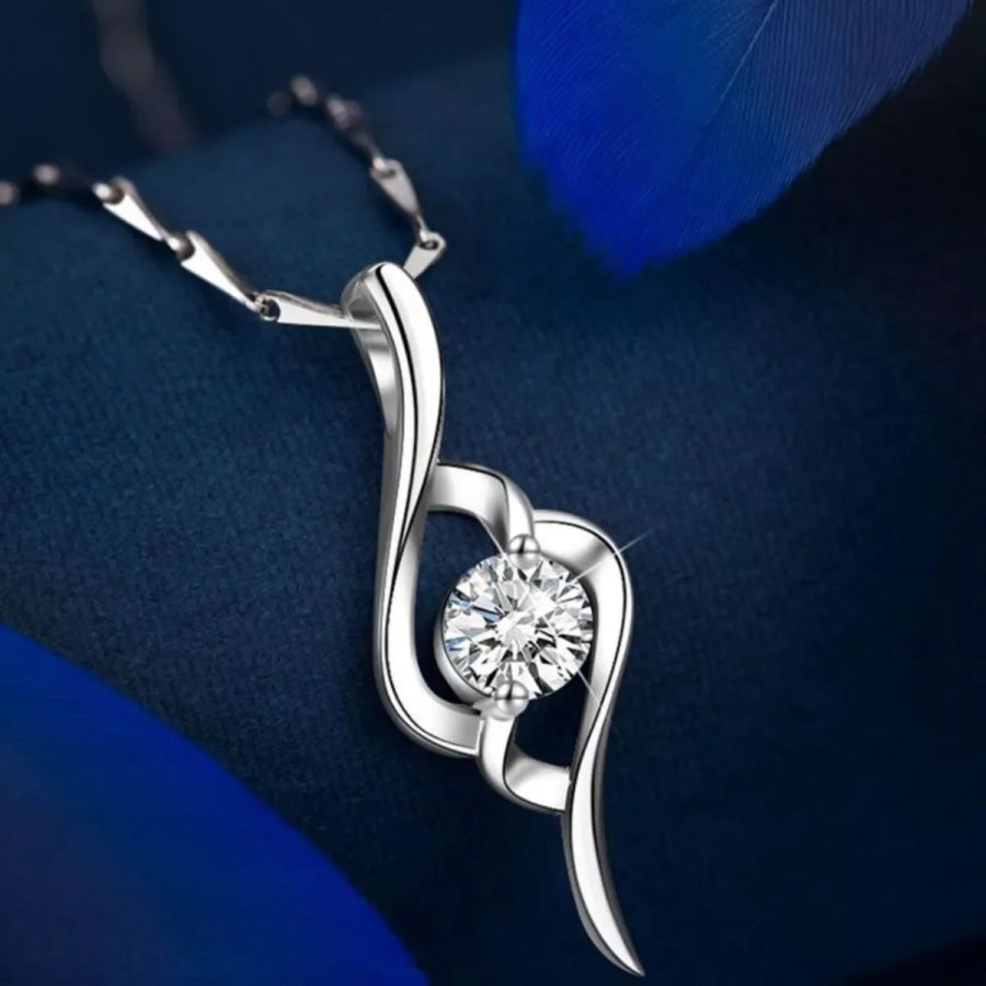 1 Carat Moissanite 925 Sterling Silver Pendant Necklace Silver / One Size Apparel and Accessories