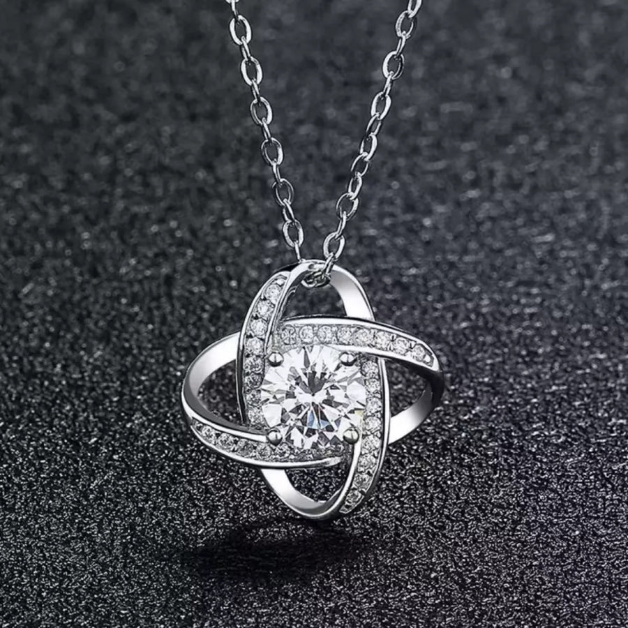 1 Carat Moissanite 925 Sterling Silver Pendant Necklace Silver / One Size Apparel and Accessories