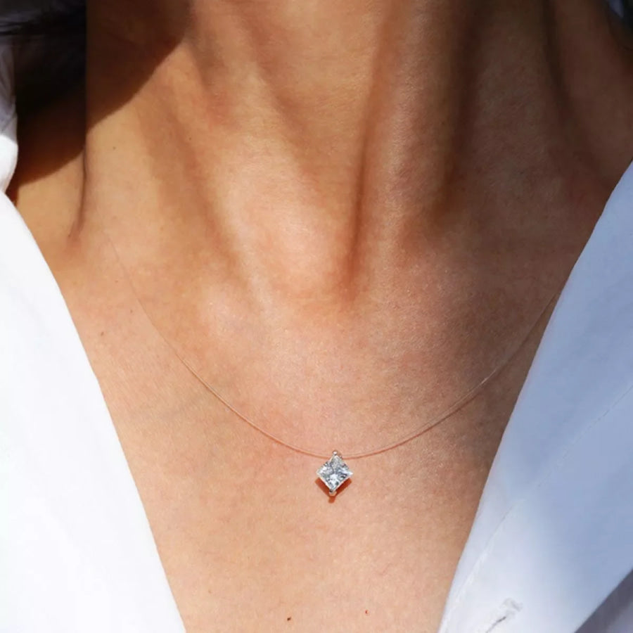 1 Carat Moissanite 925 Sterling Silver Pendant Necklace Silver / onesize Apparel and Accessories