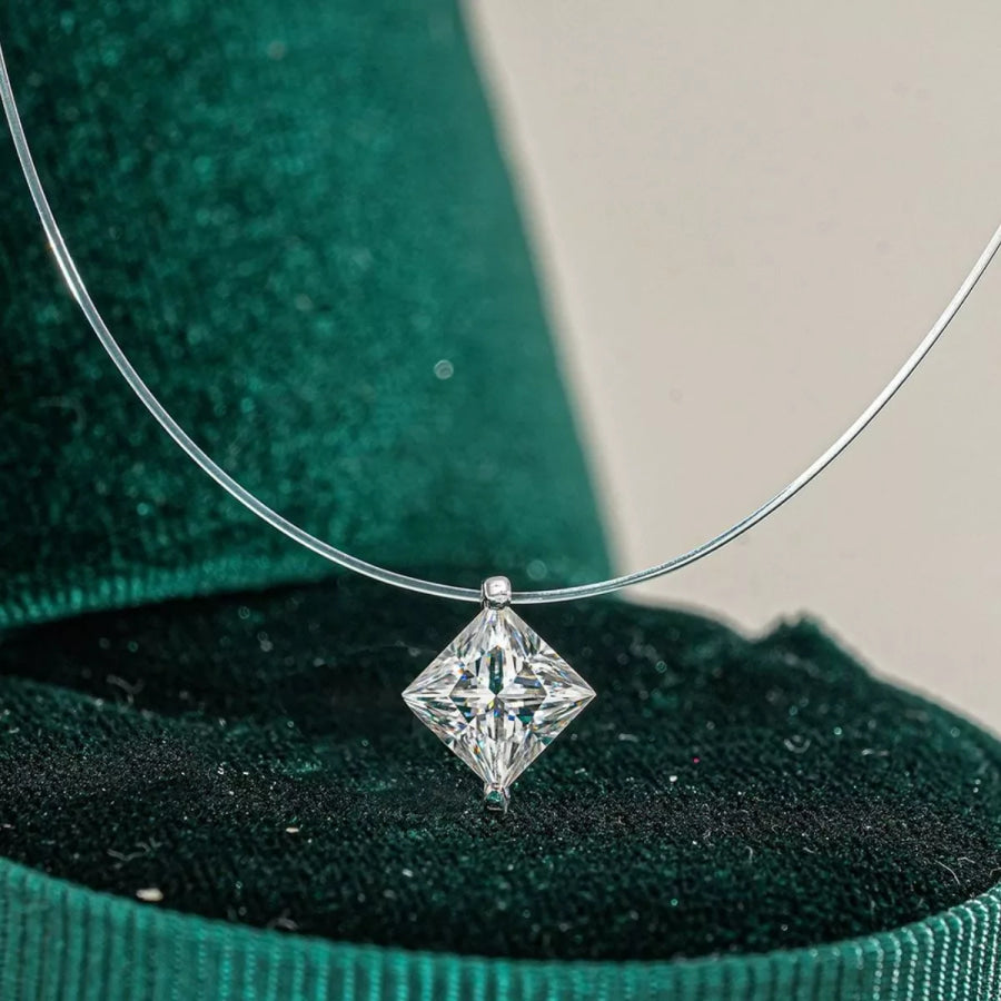 1 Carat Moissanite 925 Sterling Silver Pendant Necklace Silver / onesize Apparel and Accessories
