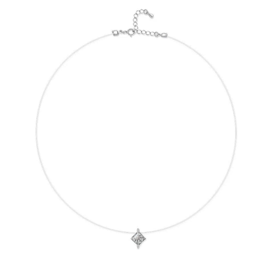 1 Carat Moissanite 925 Sterling Silver Pendant Necklace Silver / onesize Apparel and Accessories