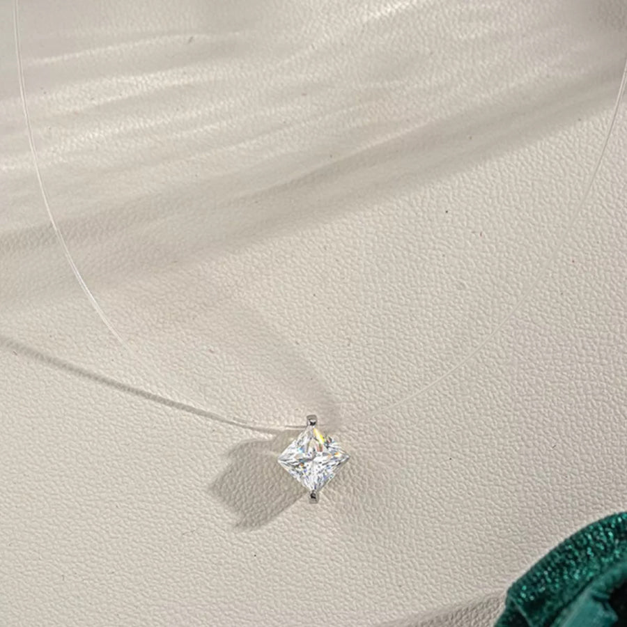 1 Carat Moissanite 925 Sterling Silver Pendant Necklace Silver / onesize Apparel and Accessories