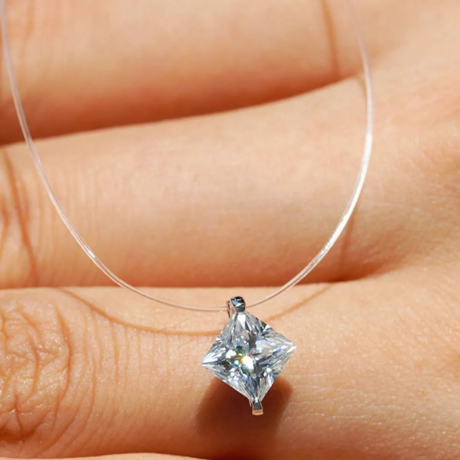 1 Carat Moissanite 925 Sterling Silver Pendant Necklace Silver / onesize Apparel and Accessories