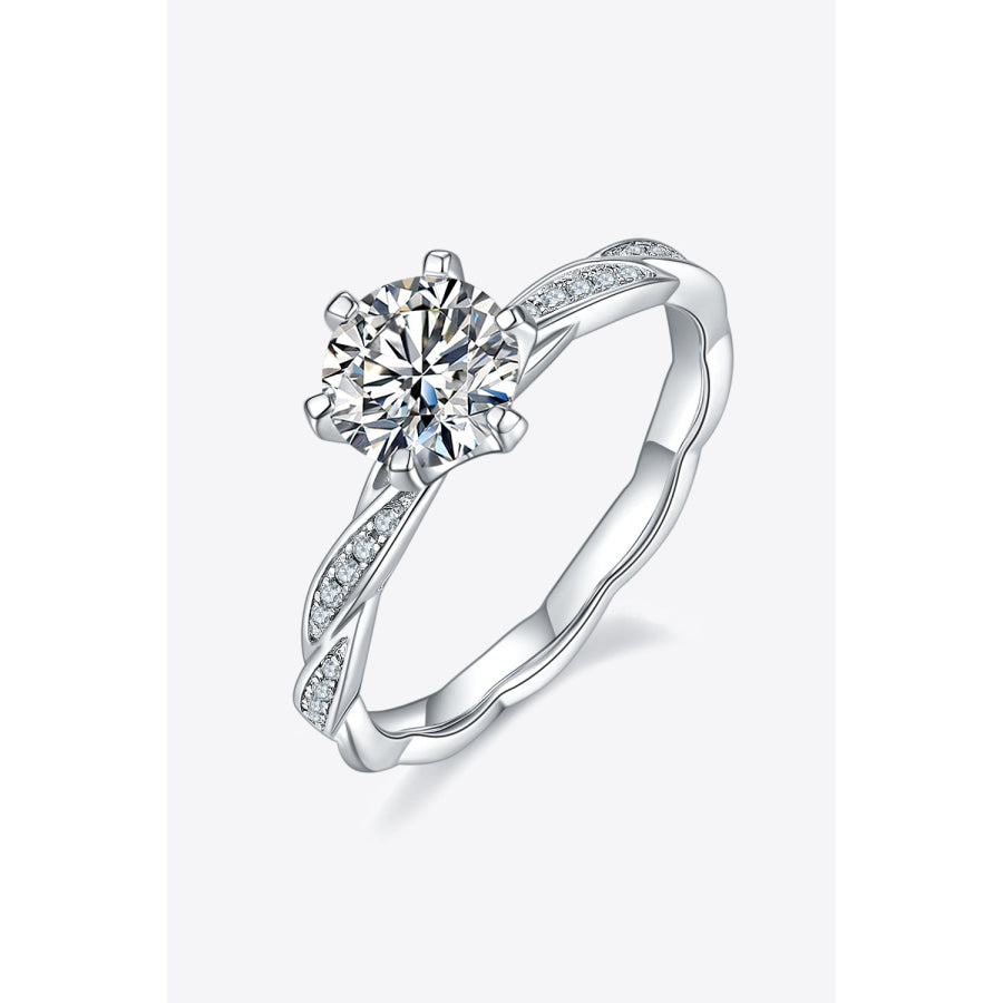 1 Carat Moissanite 925 Sterling Silver Ring Silver / 4.5