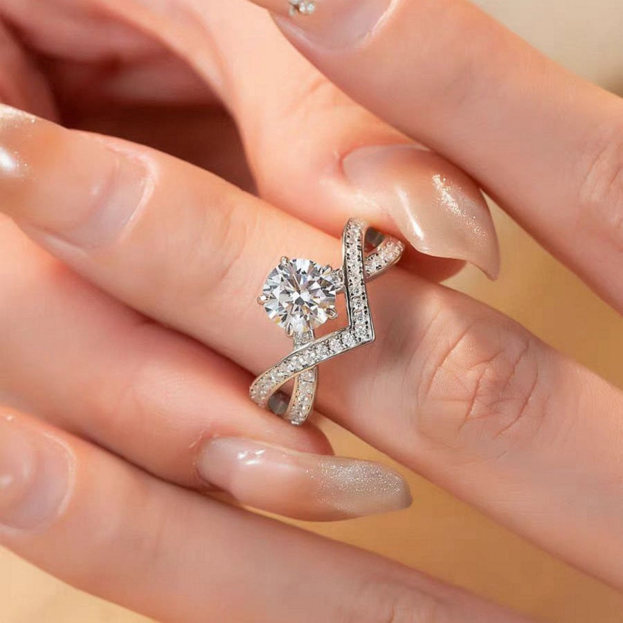 1 Carat Moissanite 925 Sterling Silver Ring Silver / 5 Apparel and Accessories