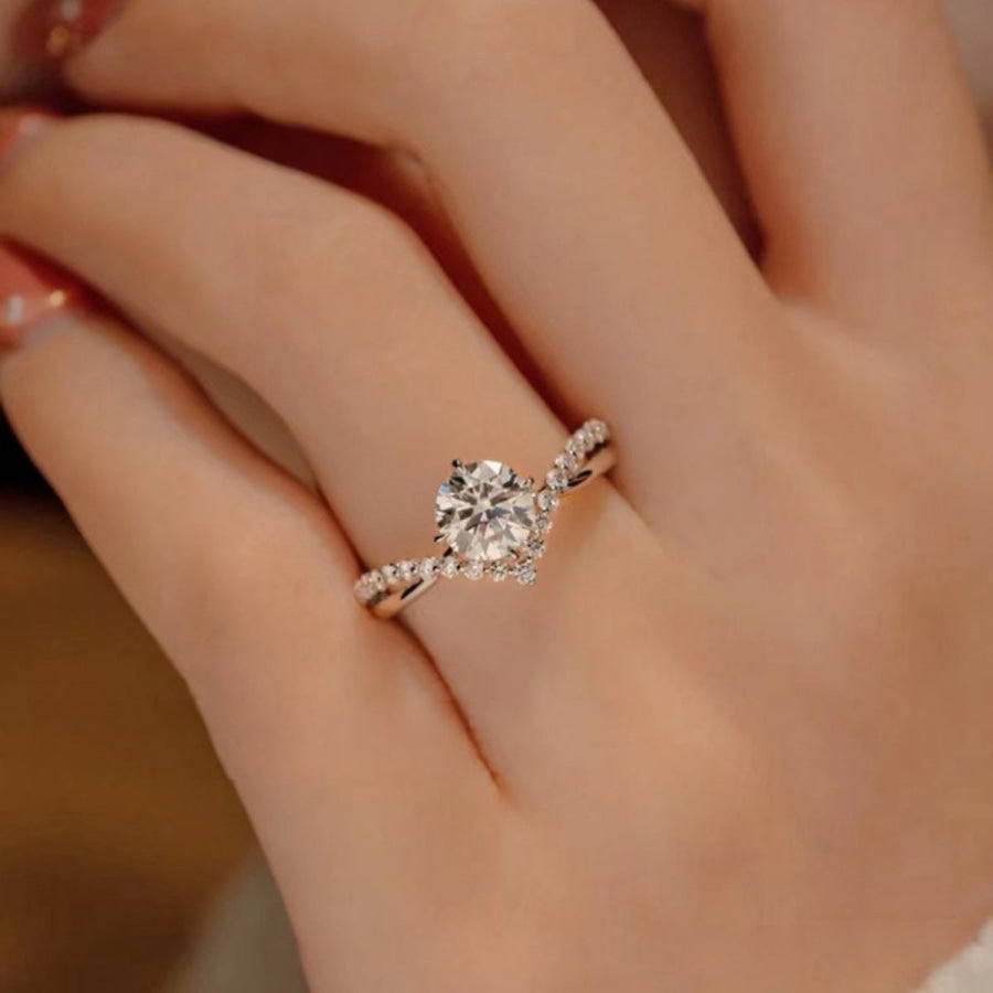 1 Carat Moissanite 925 Sterling Silver Ring Silver / 5 Apparel and Accessories