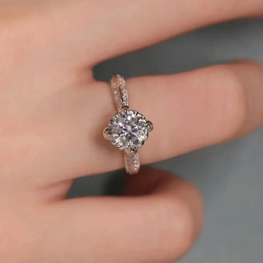 1 Carat Moissanite 925 Sterling Silver Ring Silver / 5 Apparel and Accessories